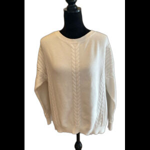 Cyrus Womens Sweater Size XL Cream Cable Knit Crew Neck Dolman Sleeves Stylish